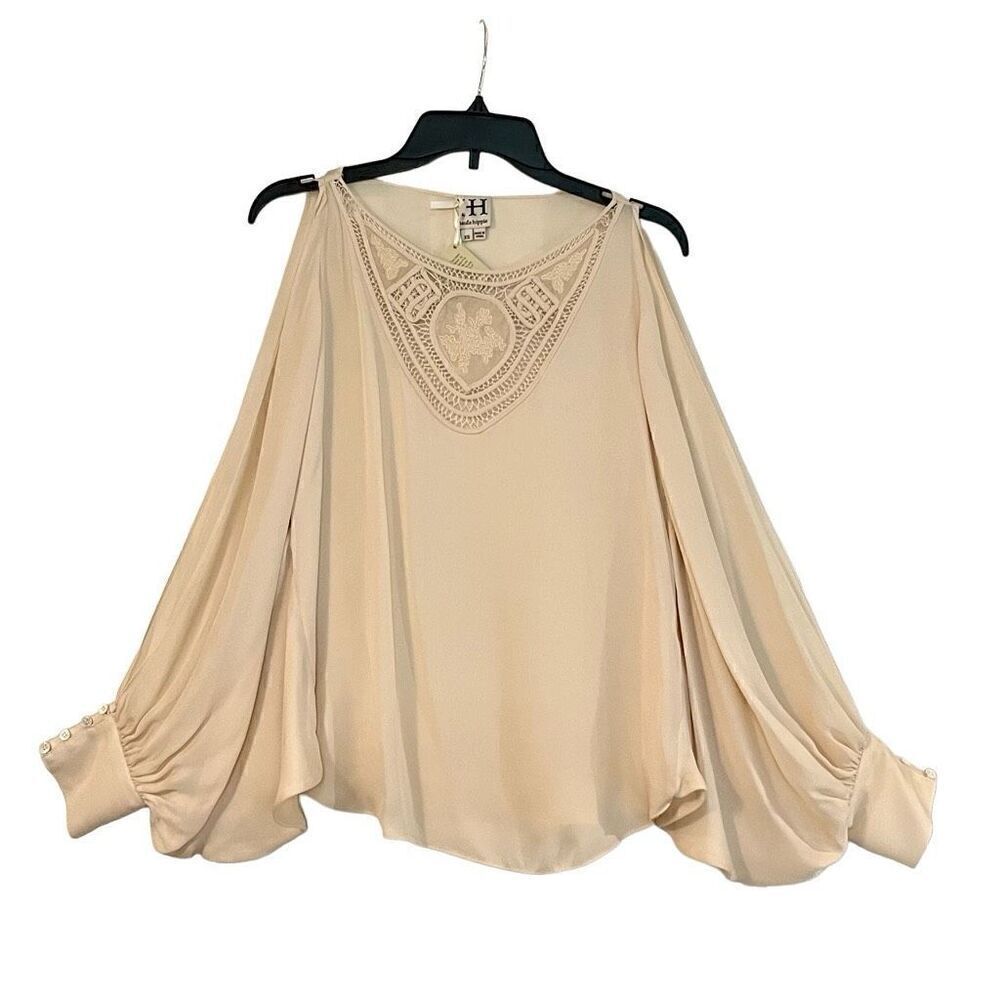 NWT Haute Hippie Bat Wing Embroidery Blouse 100% Silk XS